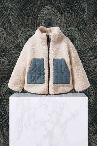 Contrast Faux Shearling Jacket from Zara