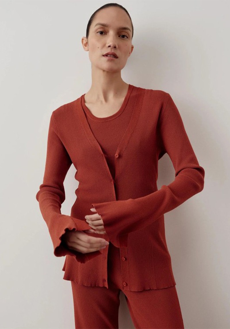 Tonal Ribbed Cardigan*