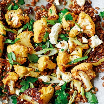 Curried Cauliflower & Rye Berry Salad