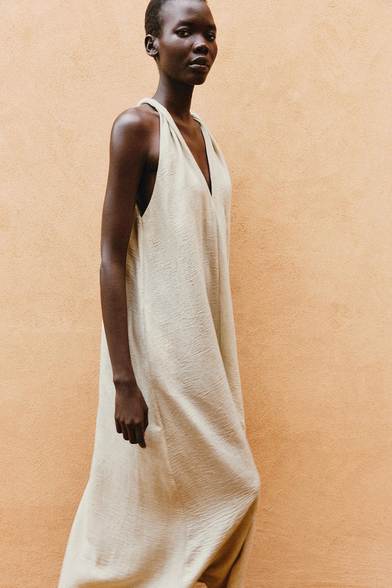 Rustic Voluminous Midi Dress