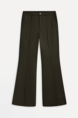 Waxed Kick Flare Trousers With Central Seam from Massimo Dutti