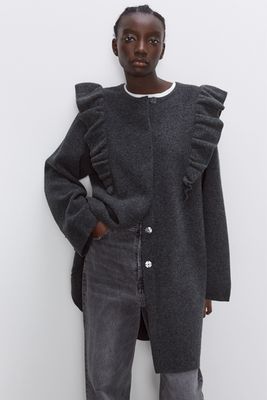 Knit Coat With Ruffle Trims from Zara
