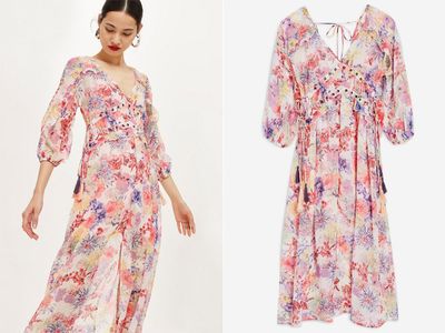 Eyelet Chiffon Floral Midi Dress