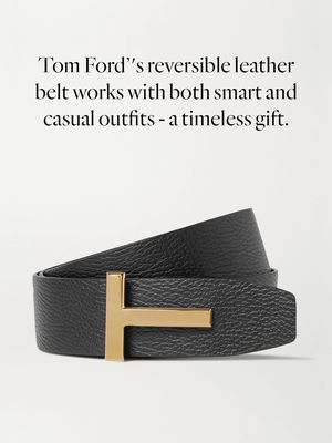 Black & Dark-Brown Reversible Full-Grain Leather Belt from Tom Ford