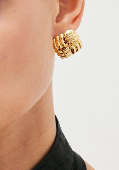 Gold Plated Quilted Stud Earrings