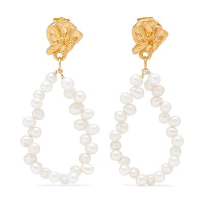 Apollos Story 24kt Gold-Plated Pearl Earrings from Alighieri