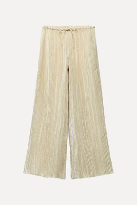 Pleated Satin-Finish Trousers