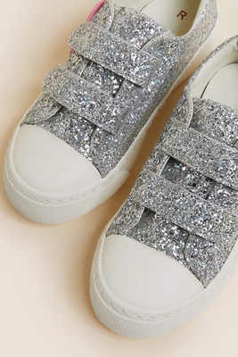 Kids’ Freshfeet Riptape Glitter Trainers from M&S Collection