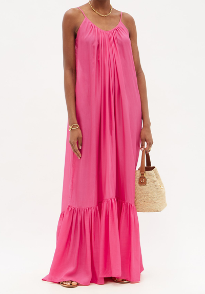 Brigitte Low-Back Silk-Habotai Maxi Dress from Kalita