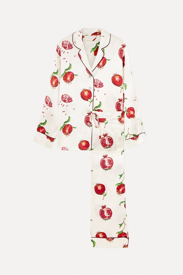 Lila Printed Silk-Satin Pajama Set from Olivia Von Halle