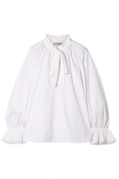 Ruffled Cotton-Poplin Top from Lee Mathews