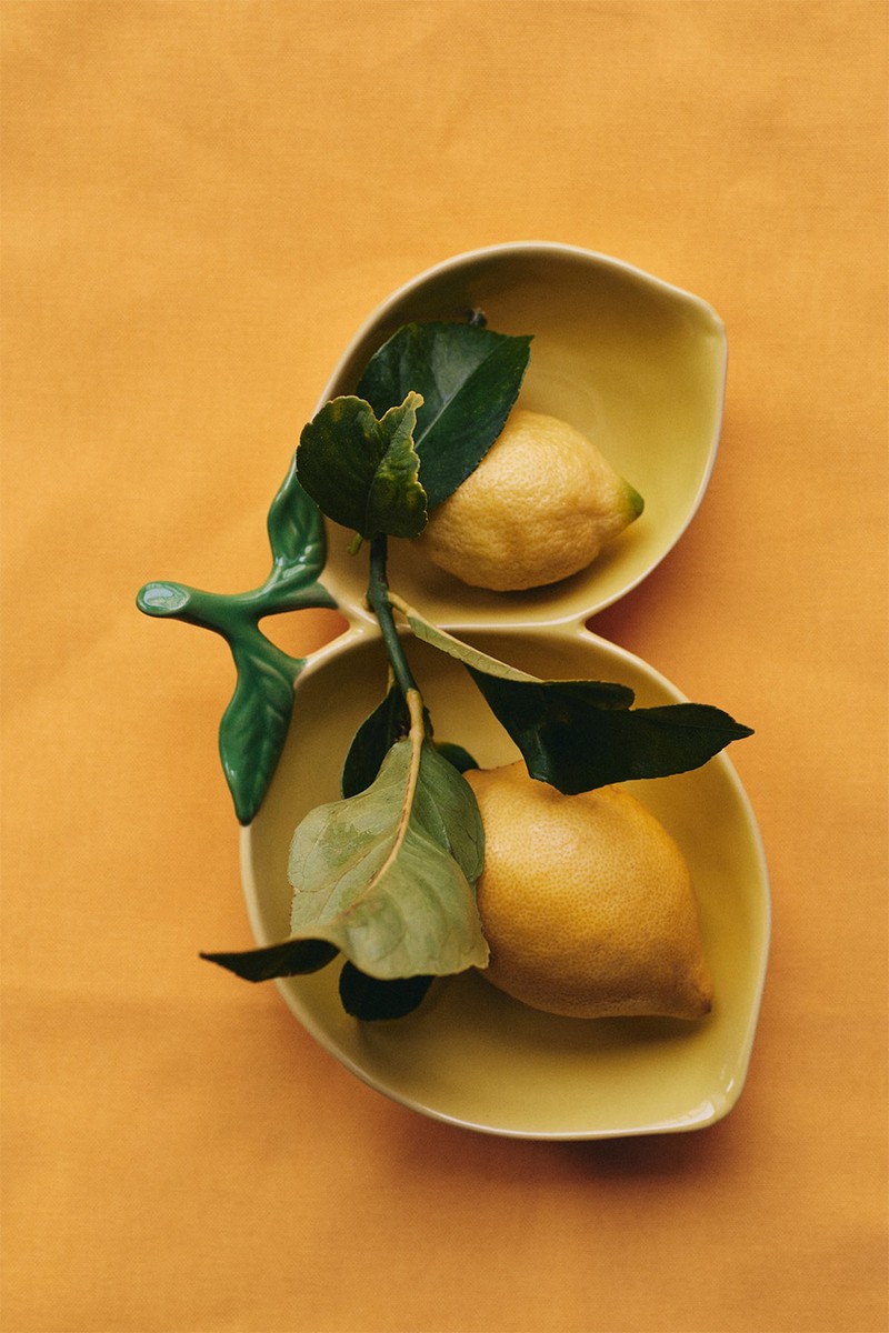 Lemon-Shaped Double Serving Bowl