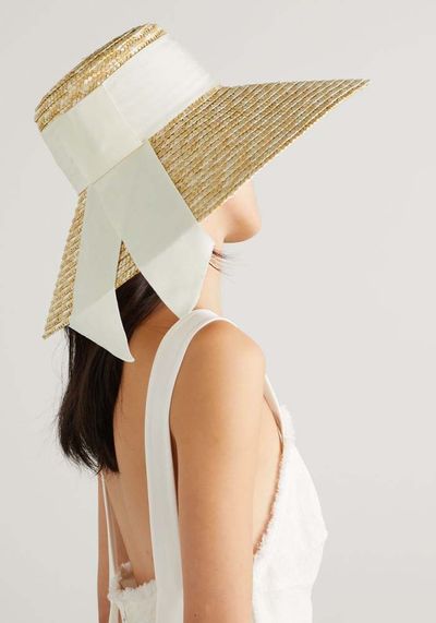 Mirabel Grosgrain-Trimmed Straw Sunhat from Eugenia Kim