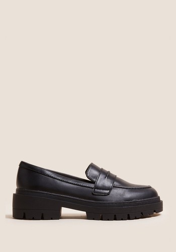 Wide Fit Slip On Flatform Loafers