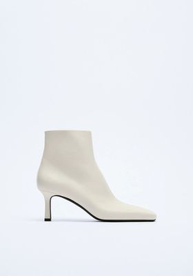 Mid Heel Leather Ankle Boots from Zara