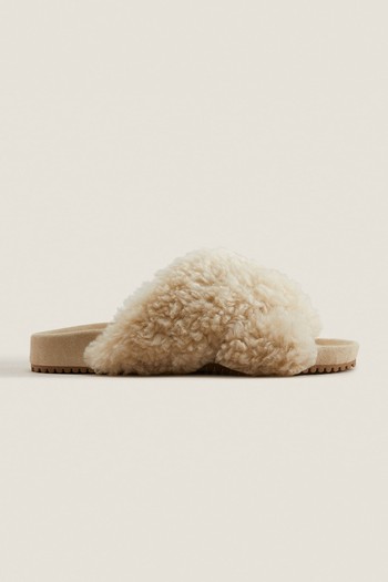 Faux Fur Crossover Sandals from Zara