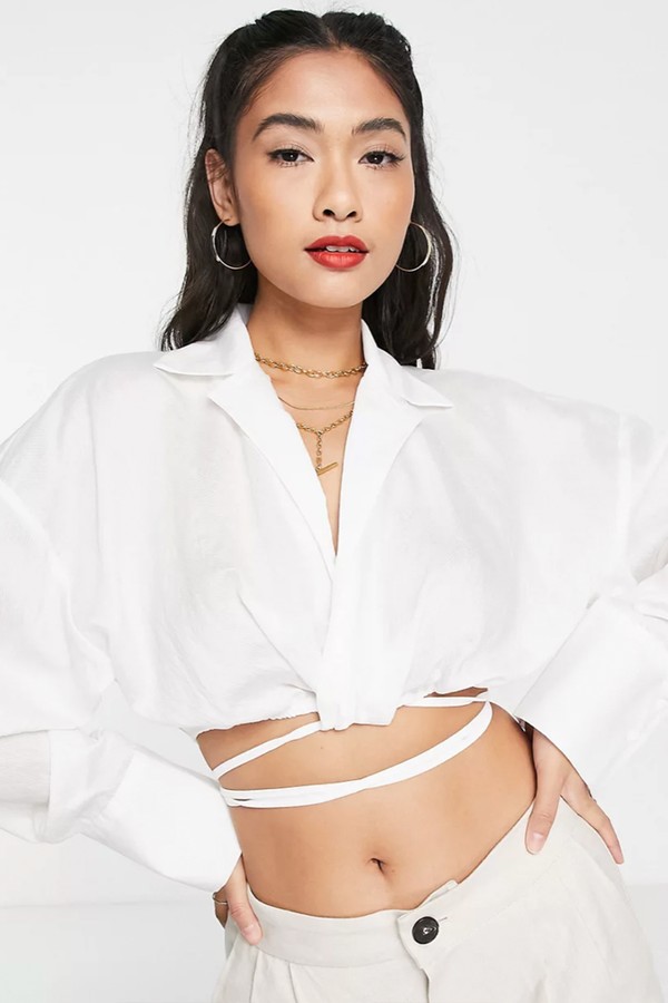 Premium Top Tie Front Sheer Wrap from Topshop