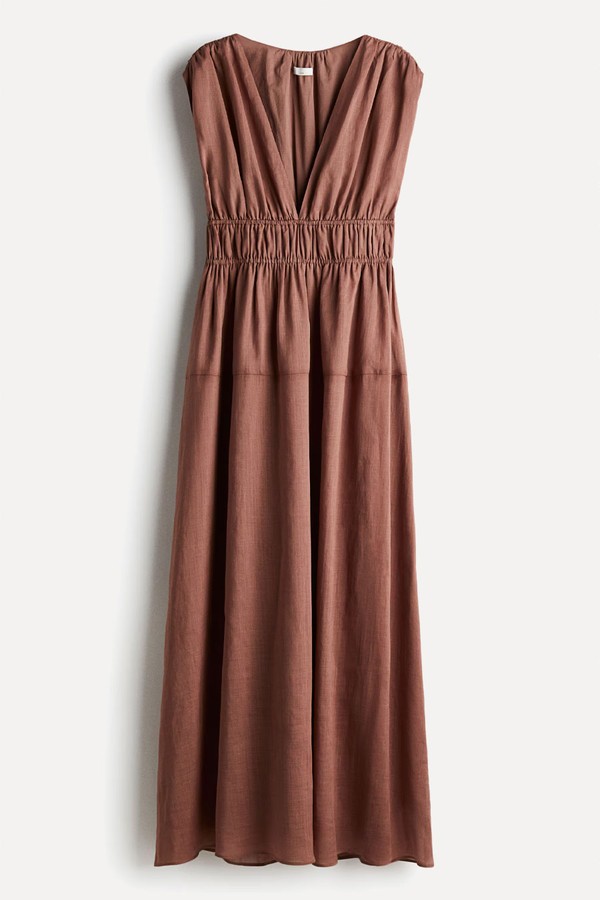 Smock-Waist Ramie Dress from H&M