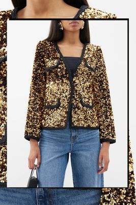 Braided-Trim Sequinned Jacket from Self-Portrait