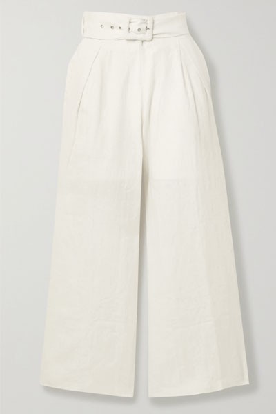 Lena Belted Linen Wide-Leg Pants from Faithfull The Brand