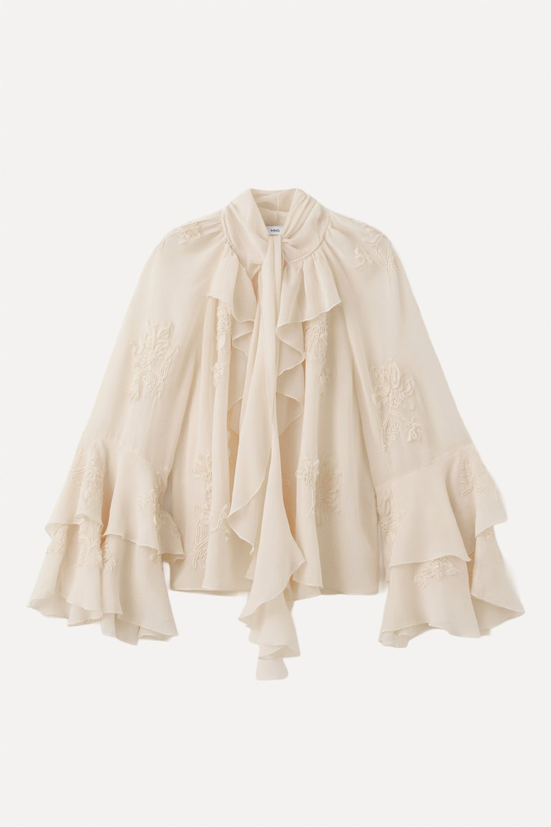 Ruffled Blouse With Bow Neck  from Mango