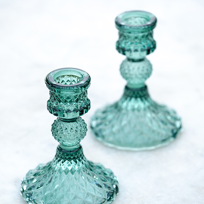 Green Glass Candlestick from Sarah Raven