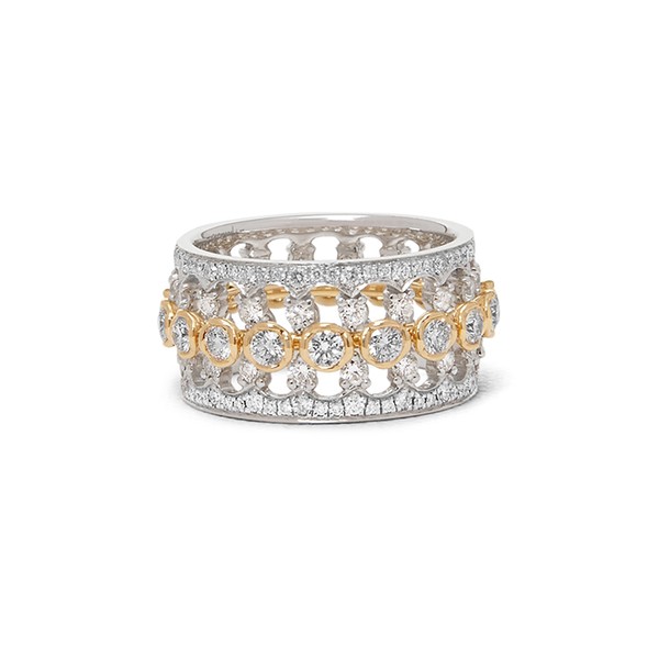 Stepping Stone 18ct Mixed Gold Crown Ring Stack