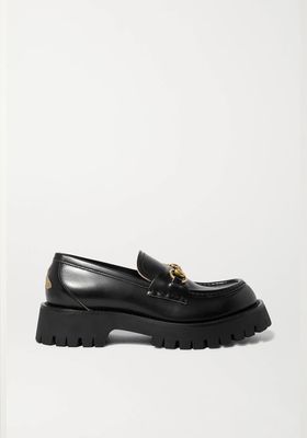 Horsebit-Detailed Metallic Embroidered Leather Platform Loafers from Gucci