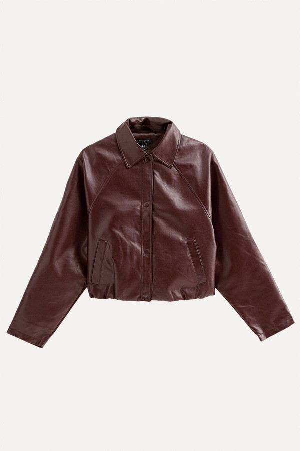Bubble Hem Faux Leather Jacket