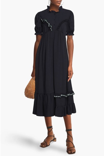 Ruffle-Trimmed Crepe Midi Dress from Vivetta