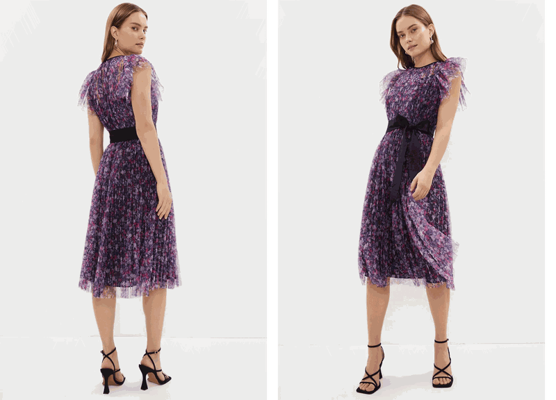 Petite Pleated Mesh Belted Midi Dress, £135.20 (was £169)