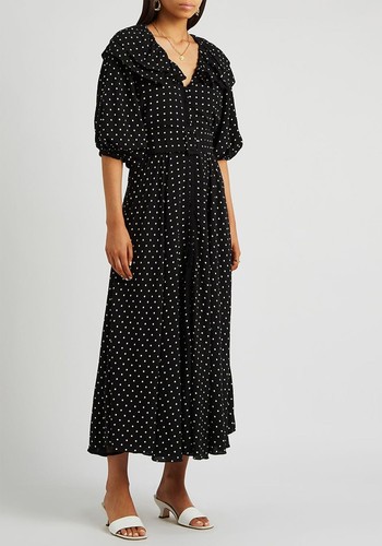 Ellie Polka-Dot Belted Midi Dress from Rotate Birger Christensen