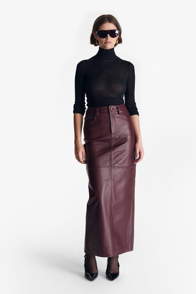 Leather Maxi Skirt from De Savary London