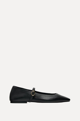 Flat Leather Mary Janes from Zara