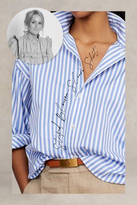 Striped Blouson-Sleeve Cotton Shirt, £125