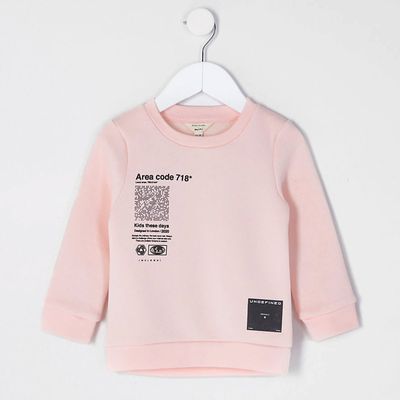 Pink Text Print Sweatshirt