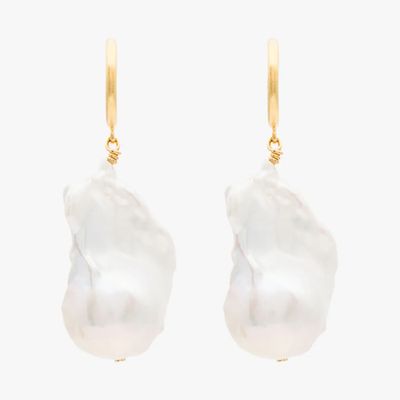 Gold Plated Silver Baroque Pearl Hoop Earring from Anni Lu