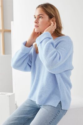 Oversized V Neck Ribbed Sweater from & Other Stories