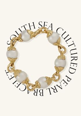 South Sea Cultured Pearl Bracelet With Shell Caps