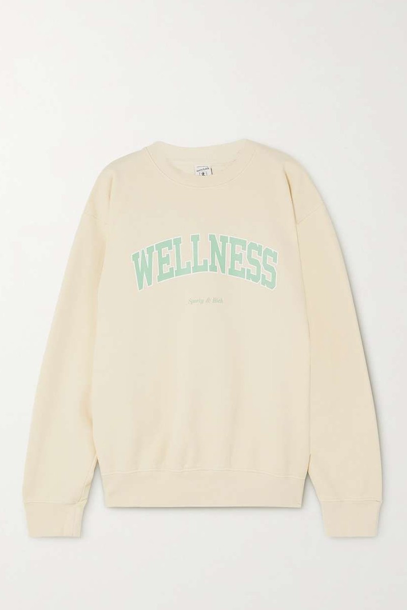 Wellness Ivy Printed Cotton-Jersey Sweatshirt from Sporty & Rich