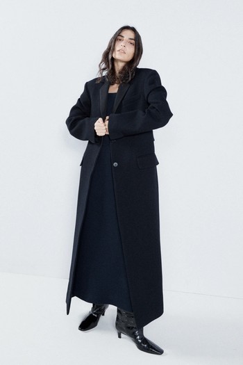 Martingale-Belt Longline Wool Tuxedo Coat