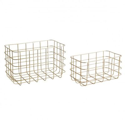 Set Of 2 Brushed Brass Wire Baskets from Habitat