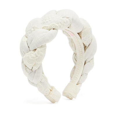 Braided Floral-embroidered Canvas Headband from Marta Ferri