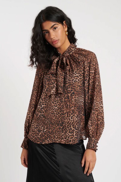 Leopard Print Tie Neck Blouse from Nobody's Child