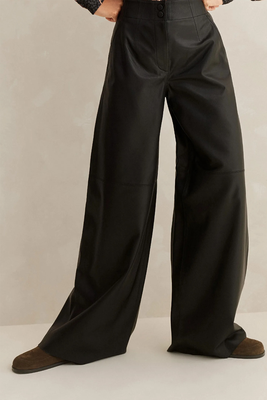 Ultra-Soft Leather Wide-Leg Trousers from ME+EM