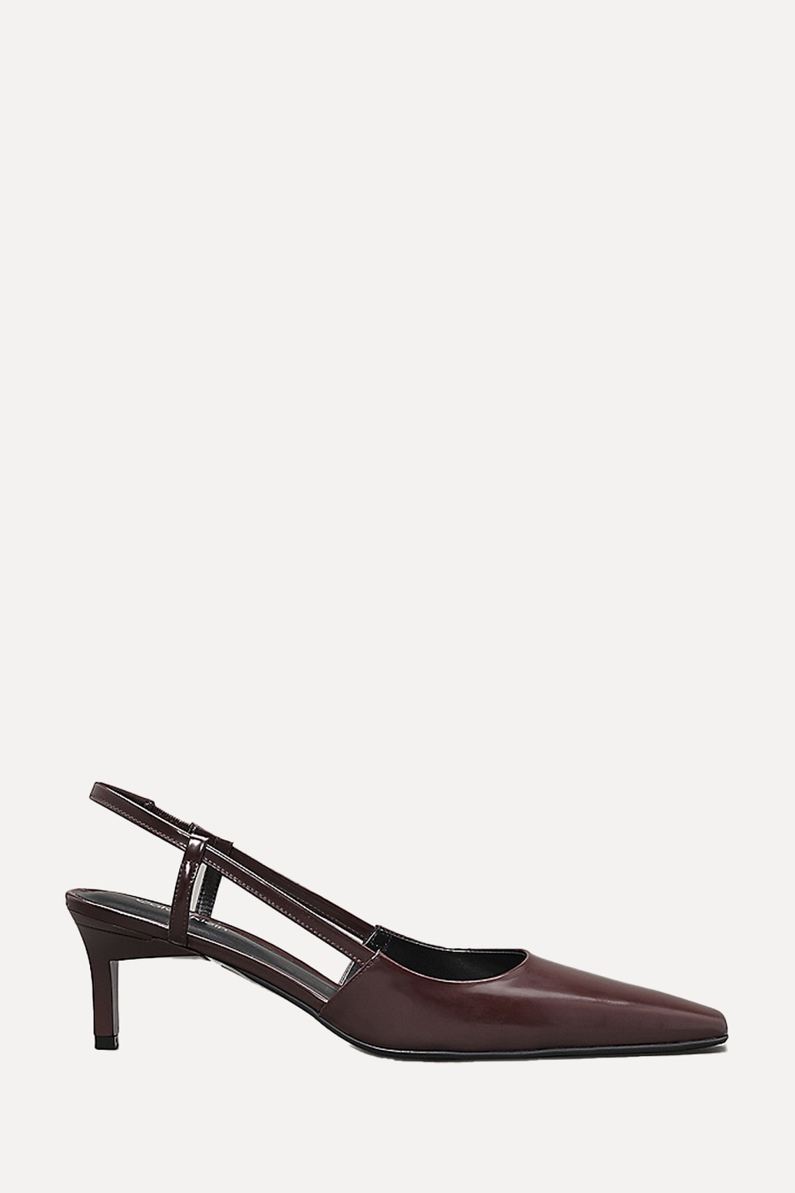 Leather Square Toe Slingback Pumps