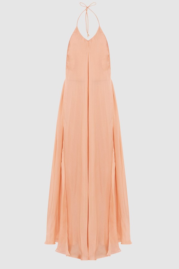 Halter Neck Silk Maxi Dress