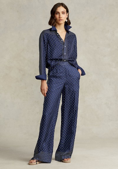 Mulberry Silk Wide-Leg Trouser