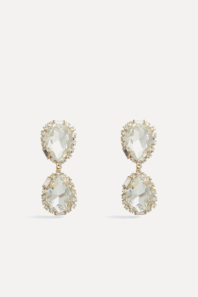 Gold Tone Crystal Clip Earrings from Rosantica