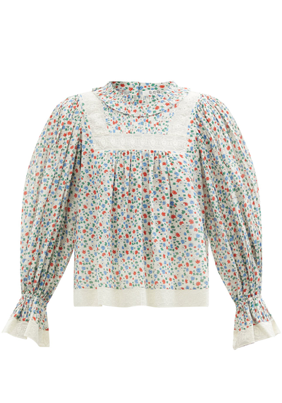 Bubbie Balloon-Sleeve Floral-Print Cotton Blouse from SEA